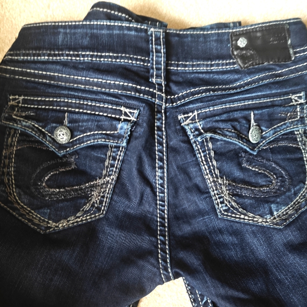 Silver Jeans Suki Slim Mid Boot Dark Indigo, W28/L31